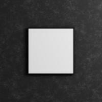 cartel negro cuadrado moderno y minimalista o maqueta de marco de fotos en la pared negra industrial. representación 3d