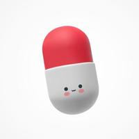 Cute vector capsule in realistic style with a face. The Smiling Pill