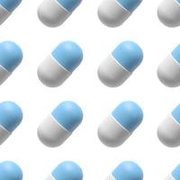 Seamless pattern with pills. Vector background in realistic style. Medical capsules in a trendy style
