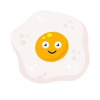Scrambled egg with cute face. Healthy Breakfast. Protein and yolk character vector