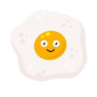 Scrambled egg with cute face. Healthy Breakfast. Protein and yolk character vector