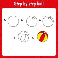 Step by step drawing. Ball vector