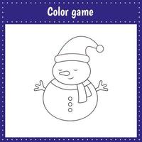 Coloring page of a snowman vector