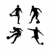 siluetas futbolistas varias poses vector