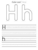 H Letter Tracing Worksheet . Uppercase and Lowercase Letter or Alphabet Trace KIds Worksheet vector