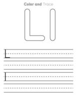 L Letter Tracing Worksheet . Uppercase and Lowercase Letter or Alphabet Trace KIds Worksheet vector