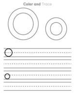 O Letter Tracing Worksheet . Uppercase and Lowercase Letter or Alphabet Trace KIds Worksheet vector