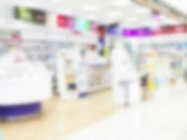 blur shelves of healthcare product in supermarket photo