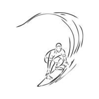 surfing vector sketch