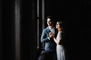 Stylish beautiful happy bride and groom, wedding celebrations, Hotel, Lviv photo