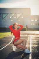 sporty woman stretched photo