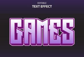 games text effect with purple color 3d style for template. vector