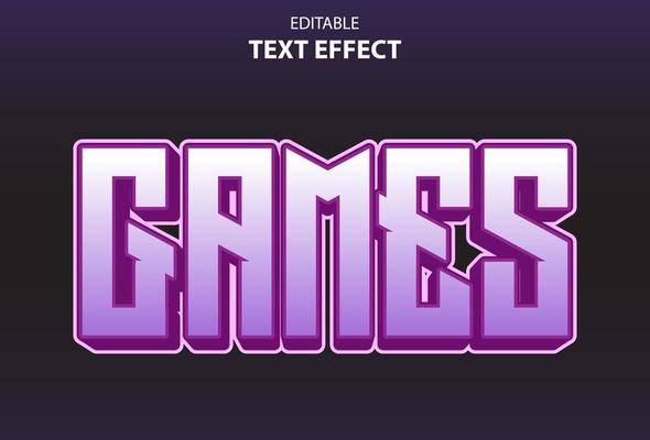games text effect with purple color 3d style for template.