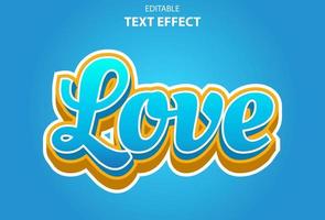 efecto de texto de amor con estilo 3d de color azul para la plantilla. vector