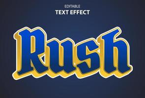 rush text effect on blue background and editable vector