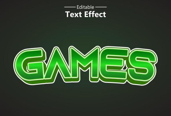 games text effect with green color editable for logo.