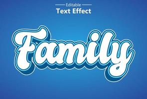 efecto de texto familiar en color azul editable para promoción. vector