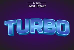 efecto de texto turbo con color azul editable para el logotipo. vector