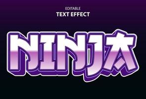 ninja text effect with purple color editable for logo. vector
