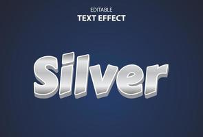 silver text effect on blue background and editable vector