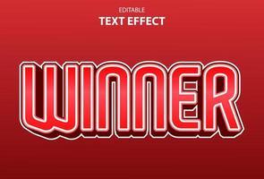 winner text effect with red gradient for logo vector