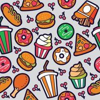 Junk Food Seamless Background Concept vector