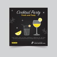 Food social media post for cocktail party or fast food post, restaurant banner template geometric sketch shape flyer design for attractive abstract elements post background space for text vector