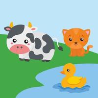 Animal in a pond park nature vector