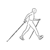 bosquejo de vector caminando escandinavo