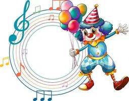 Cute clown with blank music note template vector