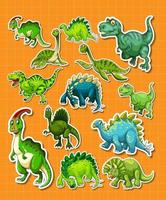 conjunto de pegatinas de diferentes personajes de dibujos animados de dinosaurios vector