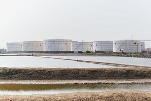 Big industrial oil tanks at oil terminal. photo