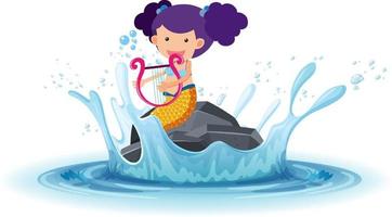 A water splash with mermaid on a stone on white background vector