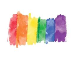 Cute vector rainbow watercolor paint textured, colorful stripes in color of LGBT community. Artistic watercolor hand drawn paint brush horizontal background template for Pride Month, LGBTQ design.