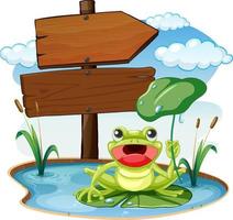 Sign board with frog on white background vector