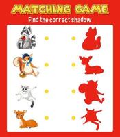 Worksheet design for matching animals vector