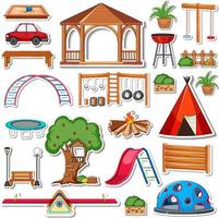 Sticker pack of playground objects vector