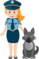 Police officer cartoon character with a dog on white background vector