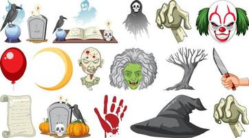 conjunto de halloween con monstruos aterradores vector