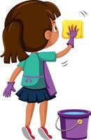 A girl cleaning on white background vector