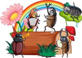 Happy insect in nature fairy tale scene vector