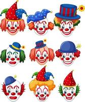 Set of clown facial expression vector