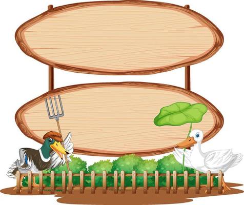 Blank oval wooden signboard with animal