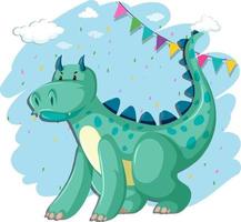 Cute green dragon cartoon character vector