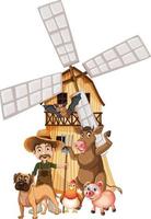 Farming theme with farmer and animals vector