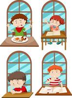Set of simple kids cartoon characters vector