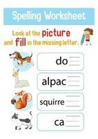 Worksheet design for spelling words vector