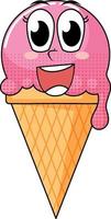 Ice cream cartoon character on white background vector