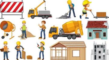 Set of construction site objects vector