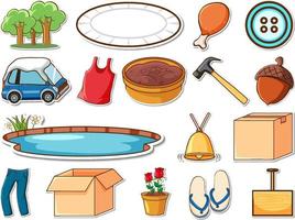 Sticker set of mixed daily objects vector